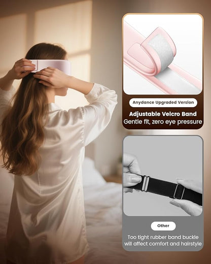 Anydance Heated Eye Mask - Cordless Eye Mask for Dry Eyes, FSA - HSA Eligible, Eye Relief, Improved Sleep, 4 Temperature, Washable Eye Heating Pad for Travel, Birthday Gifts for Women - Rose Pink