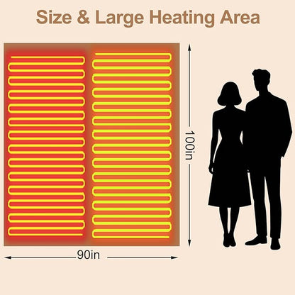 Heated Blanket Queen Size, 84"x90" Electric Heating Soft Dual-Sided Flannel Machine Washable Blanket, 12 Heat Levels & 12 Hours Auto Off, Soft Warm Flannel Blanket, Overheat Protection with ETL & FCC