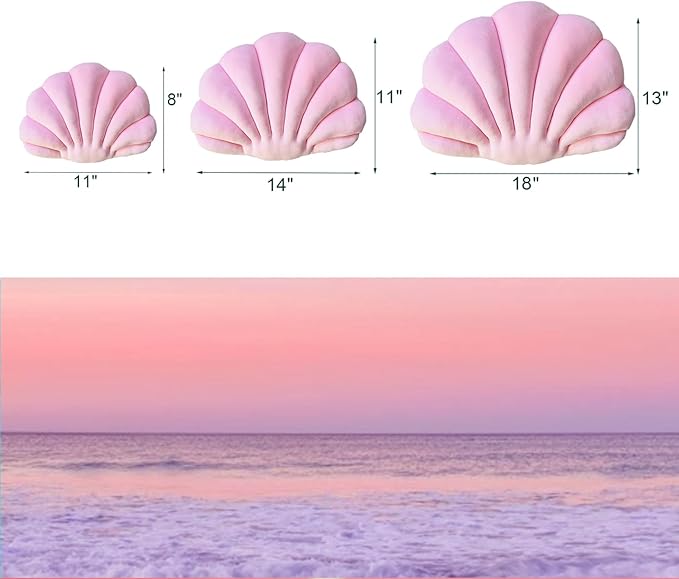 YRXRUS Shell Throw Pillows, Light Pink Shell Shaped Pillow, Seashell Decorative Velvet Pillow Ocean Series Cushion for Bedroom Living Kids Room 3D Insert Pillow 11 X 8 Inch