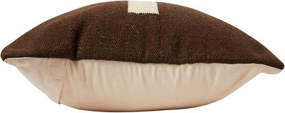 Creative Co-Op Swiss Cross Cotton Wool Throw Pillow, Brown