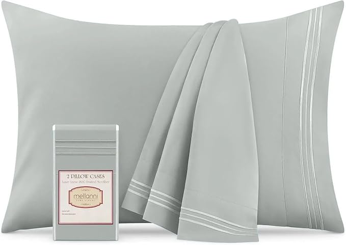 Mellanni Pillow Cases - Luxury, Extra Soft, Cooling Pillow Covers - 2 PC Iconic Collection Pillowcases - Envelope Closure (Standard/Queen 20"x30", Spa Mint)