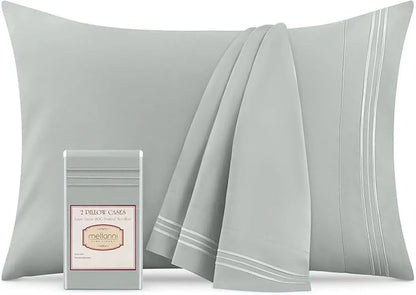 Mellanni Pillow Cases - Luxury, Extra Soft, Cooling Pillow Covers - 2 PC Iconic Collection Pillowcases - Envelope Closure (Standard/Queen 20"x30", Spa Mint)