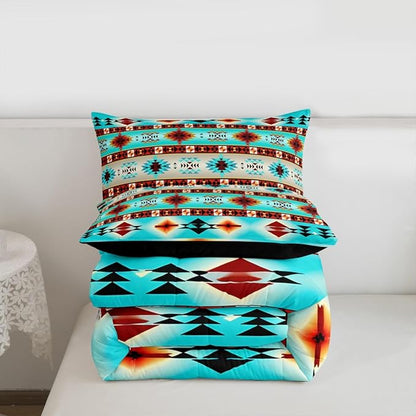 Erosebridal Southwestern Comforter Set Twin Bohemian Geometric Quilt,Ethnic Tribal Arrow Bedding Set Western Duvet Insert,Country Decor Western Room Decor for Bedroom Western Bedroom Decor Teal