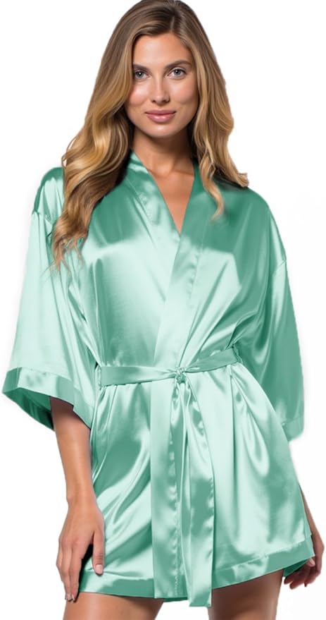 Turquaz Women's Bride Bridesmaids Silky Robe Satin Kimono Robes for Women Lingerie