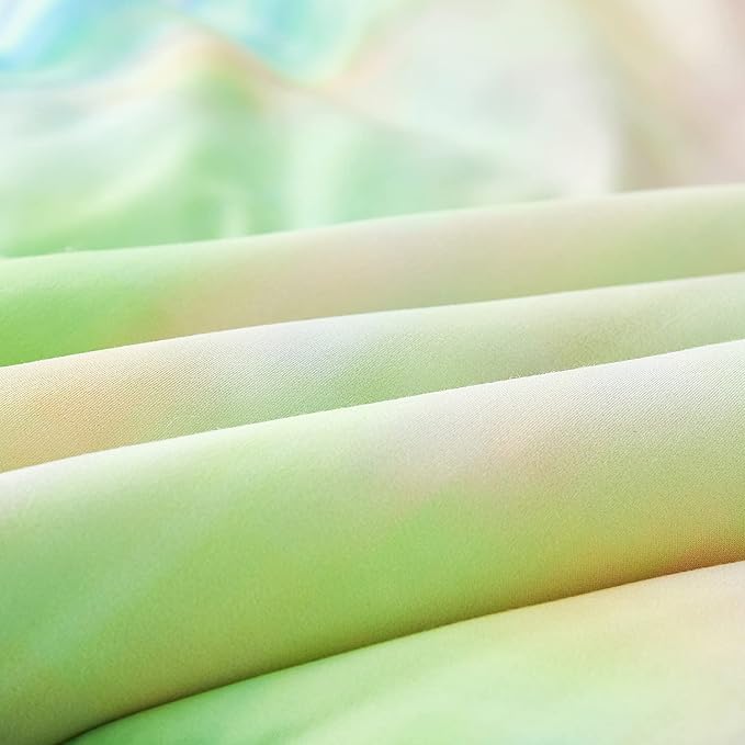 Rainbow Marble Comforter Sets,Texture in Rainbow Colors. Acrylic Painting with Bright Pink, Blue, Green and Yellow Colors.Decorative Bedding Comforter Sets with 2 Pillow Shams, Queen Size