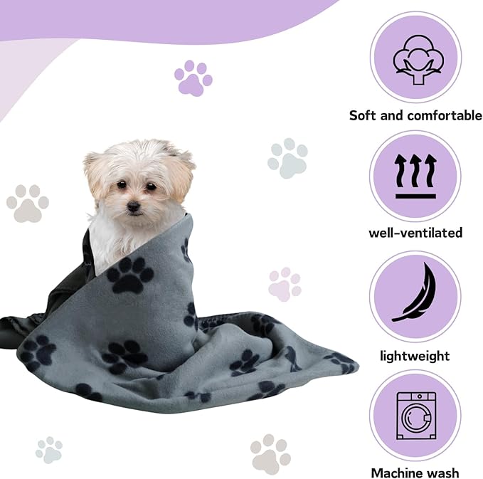 ZYFZCYBL Fleece Throw Blankets for Couch Bulk Lightweight Warm Soft Cozy Blanket 6 Pack Bulk Fleece Blanket Solid for Bed Couch Office Gifts Outdoor 50 x 60 inch Grey Black Paw Print
