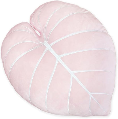 Green Philosophy Co. Philodendron Gloriosum Leaf Pillow - Baby Pink