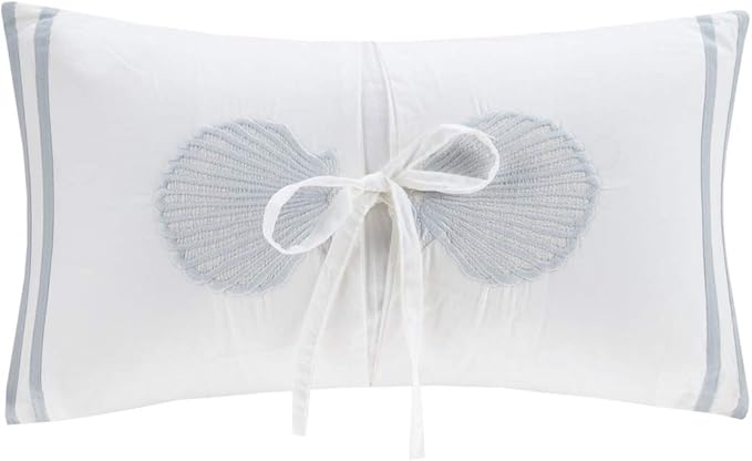 Harbor House Modern Design Decorative Pillow Hypoallergenic Sofa Cushion Lumbar, Back Support, Oblong 12" x 20", Crystal Beach, Cotton Pillow Blue
