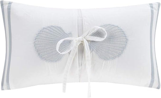 Harbor House Modern Design Decorative Pillow Hypoallergenic Sofa Cushion Lumbar, Back Support, Oblong 12" x 20", Crystal Beach, Cotton Pillow Blue