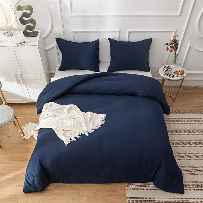 CLOTHKNOW Navy Blue Twin/Twin XL Comforter Set 3Pcs Dark Blue Bedding Comforter Sets Blue Comforter Navy Blue Comforter Sets Kids Boys Girls Comforter