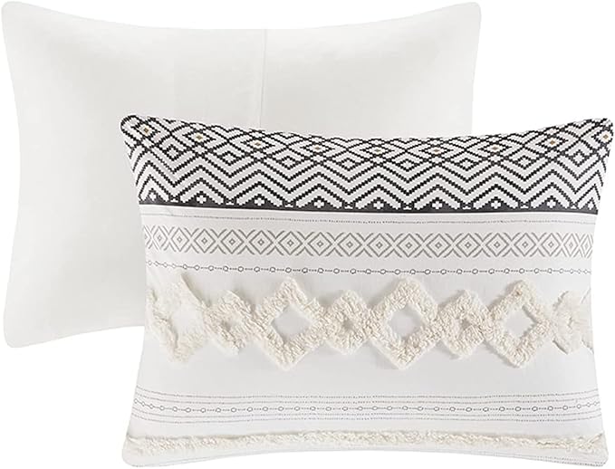 Hyde Lane Farmhouse Bedding Comforter Sets King, Ivory Boho Bed Set,Cotton Top with Modern Neutral Style Clipped Jacquard Stripes, 3-Pieces Including Matching Pillow Shams (104x90 Inches)