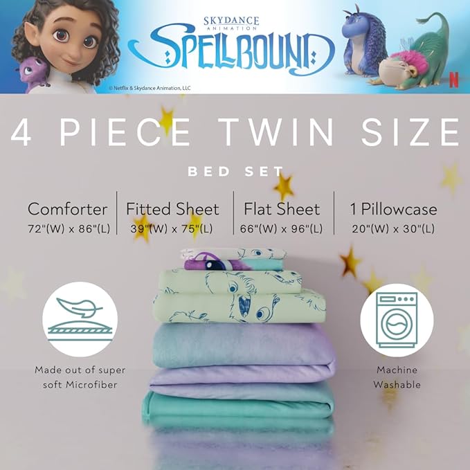Spellbound Kids Bedding Super Soft Microfiber Comforter and Sheet Set, 4 Piece Twin Size, (Officially Licensed Product) by Franco