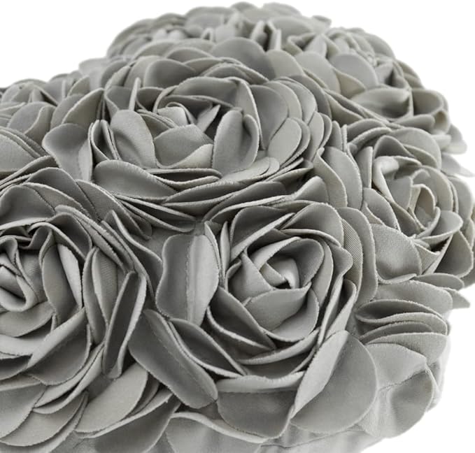 JWH Valentine's Day Throw Pillow Covers Decorative Flower Accent Pillow Cases Heart Shaped Cushion for Couch Living Room Bed Chair 14 x 16 Inches Gray