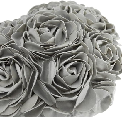 JWH Valentine's Day Throw Pillow Covers Decorative Flower Accent Pillow Cases Heart Shaped Cushion for Couch Living Room Bed Chair 14 x 16 Inches Gray