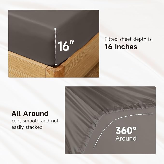 THXSILK Luxury Mulberry Silk Bed Sheets Set - 3pcs Silk Sheets Set 16" Deep Pocket - 1 Fitted Sheet, 1 Flat Sheet, 1 Pillowcase with Zipper Closure - Twin-XL, Charcoal