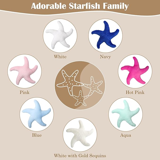 Marble Empire White Starfish Pillow 3-Pack for Couch and Bed, Coastal Decor Throw Pillows, Ocean Beach Theme Accent Pillows for Living Room