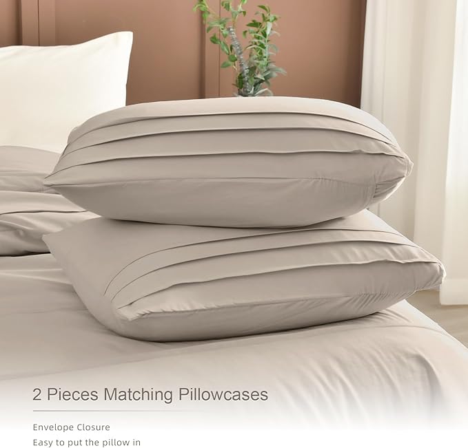 Masaca 120x120 Oversized Comforter King Size,Linen Like Textured Pinch Pleated California King Bed Comforter Set Soft Lightweight Fluffy Farmhouse Bedding Set 3PCS