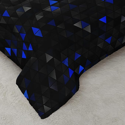 Geometric Blue Black Comforter Set,Triangle Honeycomb 3 PCS Bedding Set Full Size for Teen Adult,Modern Quilt Set Geometry Decor,Microfiber Lightweight 1 Comforter 2 Pillowcases