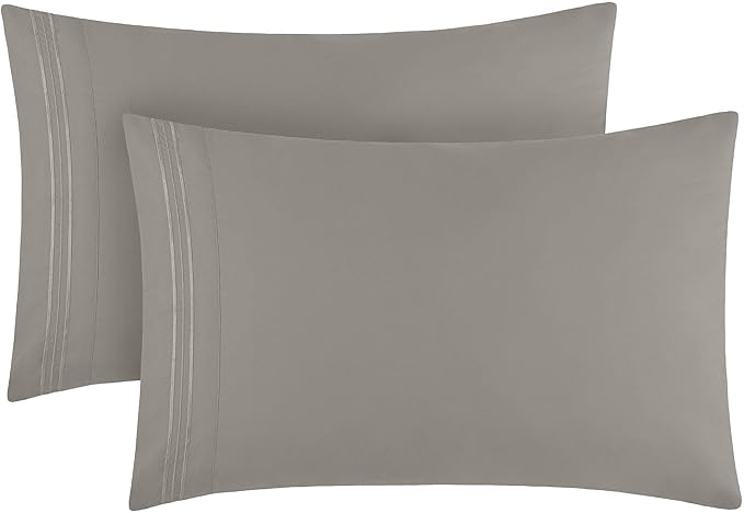 Mellanni Pillow Cases - Luxury, Extra Soft, Cooling Pillow Covers - 2 PC Iconic Collection Pillowcases - Envelope Closure (King 20" x 40", Taupe)