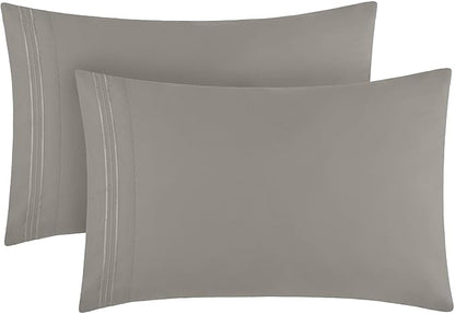 Mellanni Pillow Cases - Luxury, Extra Soft, Cooling Pillow Covers - 2 PC Iconic Collection Pillowcases - Envelope Closure (King 20" x 40", Taupe)