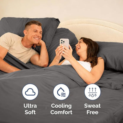 Split Head King Sheets Set - Top Split King Sheets for Adjustable Beds, Easy-Fit Split Head King Mattress - Flex Split Top King Sheets, Easy-Fit, Breathable, Deep Pocket Split King Sheets - Dark Grey