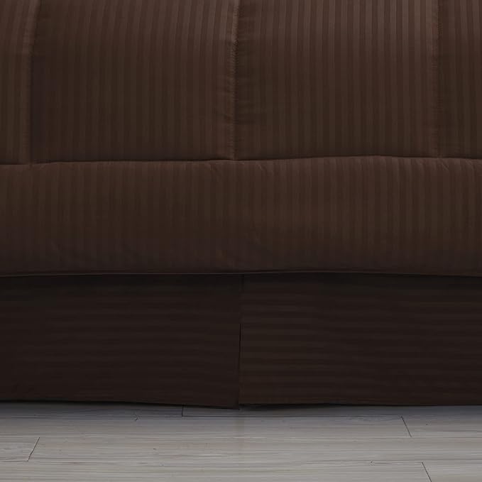 Twin Comforter Set 6 Piece Bed in a Bag with Bed Skirt, Fitted Sheet, Flat Sheet, 1 Pillowcase, and 1 Pillow Sham, Twin, Dobby Chocolate (Pack of 4, 24 Count Total)