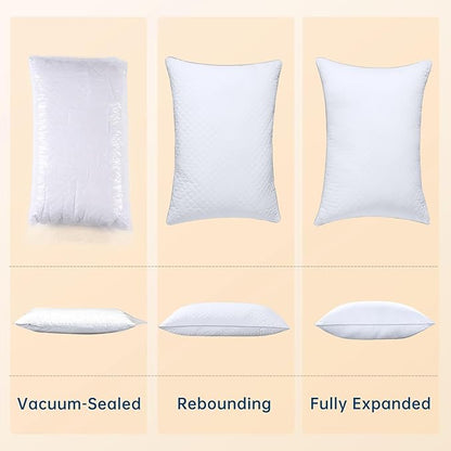 JOLLYVOGUE Pillows Queen Size Set of 4, Oeko-Tex Certified Bed Pillows for Side, Back, and Stomach Sleepers - Medium Support Down Alternative Filling, Machine-Washable