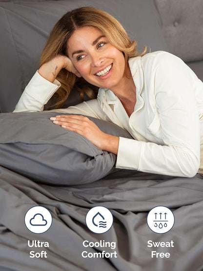 Extra Deep Full Sheet Set - 6 Piece Breathable and Cooling Sheets - Hotel Luxury Bedding for Women, Men, Kids & Teens - Easy & Secure Fit - Soft, Wrinkle Free and Comfy w/ Extra Deep Pockets - Grey