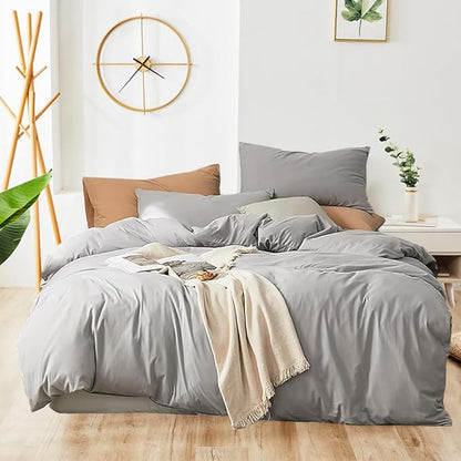 Wellboo Silver Grey Comforter Sets Queen Women Men Light Gray Bedding Comforter Sets Girls Boys Elegant Grey Warm Blankets Adults Teens Solid Pale Gray Color Quilts Durable Soft Pure All Gray Bedding