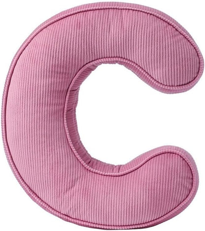 Pink Letter Plush Pillow, Letter Hugging Throw Pillows, Decorative Corduroy Initial Letter Shaped Throw Pillows, Letter Pillows English Alphabet A to Z for Sofa Bedroom Living Room Decor (C)