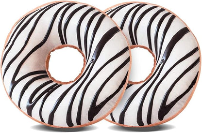 HYSEAS Round Throw Pillow 14 Inch Chocolate White Donut, 3D Digital Print Decorative Soft Food Shaped Pillow, Light Weight Seat Cushion for Couch, Chair, Floor, Sofa, 2 Pack