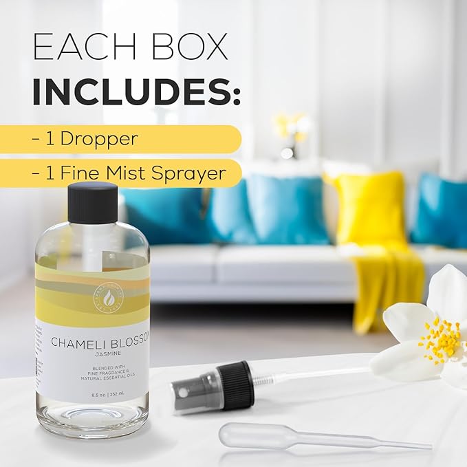 Aroma Country Blossoming Jasmine Diffuser Oil - Luxury Essential Oils for Diffuser Refill & Air Freshener Room Spray - Long-Lasting & Natural Home Fragrance, Scented Oil (8.5 Fl. oz)