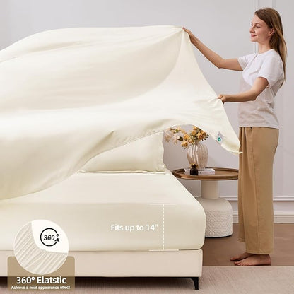 FUANNA 7 Pieces Full Size Comforter Sets, All Season Bedding Sets Full Size, Luxury Soft Bed in a Bag with Comforter, Flat Sheet, Fitted Sheet, Pillowcases & Pillow Shams, Cream White