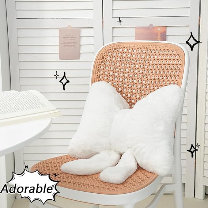 2Pack Soft Furry Bow Throw Pillows Cute Bowknot Plush Pillow Home Decor Stuffed Bow Lumbar Pillow for Bed Couch Living Room Decor (Black&White)