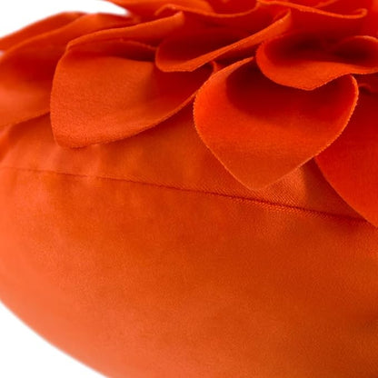 JWH Handmade 3D Flower Pillow Covers Aesthetic Decorative Round Throw Pillow Floral Pillow Cases Velvet Pillowcase Accent Cushion for Living Room Bed Couch Home 12 Inch Red Orange