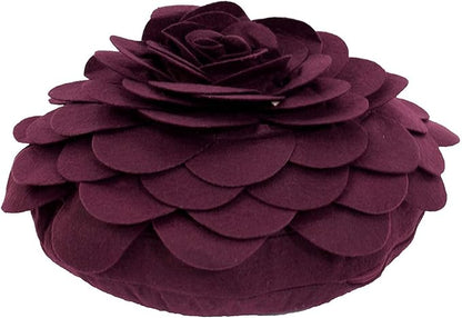 Fennco Styles Eva's Flower Garden Decorative Filled Throw Pillow 13" Round - Wine Floral Accent Pillow for Home, Couch, Bed, Living Room, Holiday and Office Décor