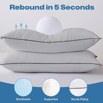 GOHOME Pillows Queen Size Set of 4 - Bed Pillows for Sleeping 4 Pack, Cooling Supportive Hotel Pillows with Premium Soft Down Alternative Fill for Side Stomach and Back Sleepers