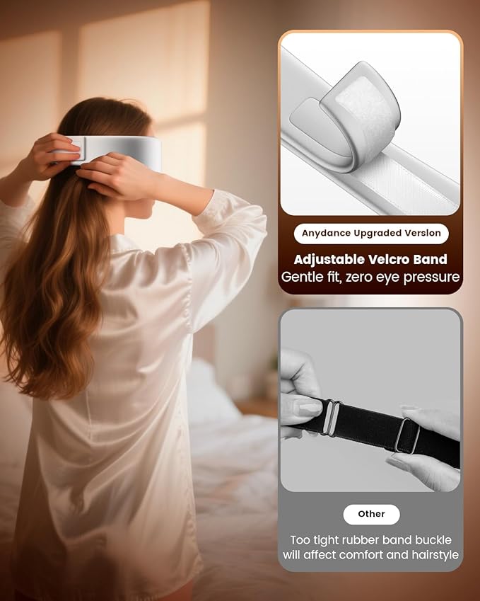 Anydance Heated Eye Mask - Cordless Eye Mask for Dry Eyes, Eye Relief, Improved Sleep, Timed Shutdown, 4 Temperature, Washable Eye Heating Pad for Travel, Removable for Cleaning - Grey
