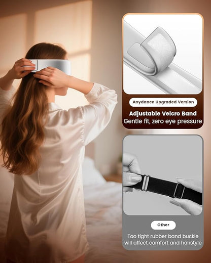 Anydance Heated Eye Mask - Cordless Eye Mask for Dry Eyes, Eye Relief, Improved Sleep, Timed Shutdown, 4 Temperature, Washable Eye Heating Pad for Travel, Removable for Cleaning - Grey