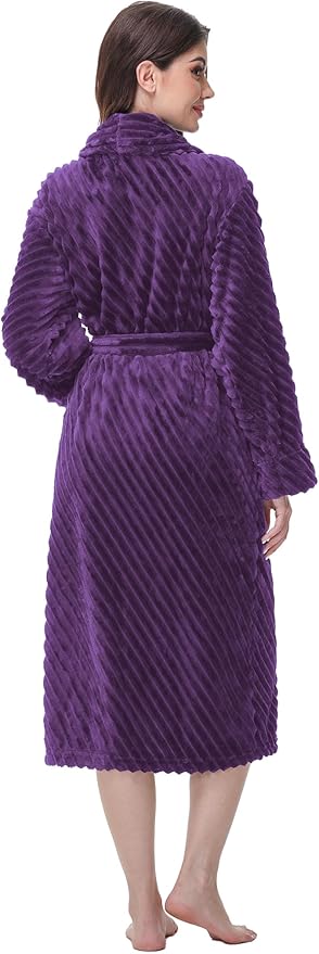 Yurhap Premium Robes for Women - Super Soft Cozy Fleece Womens Robe Plush Long Bathrobe