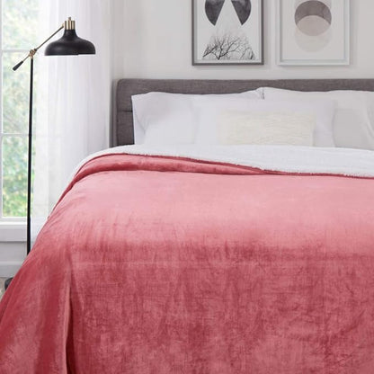 Genteele Sherpa Throw Blanket Super Soft Reversible Ultra Luxurious Plush Blanket, 60 x 80 inches, Light Mahogany/White