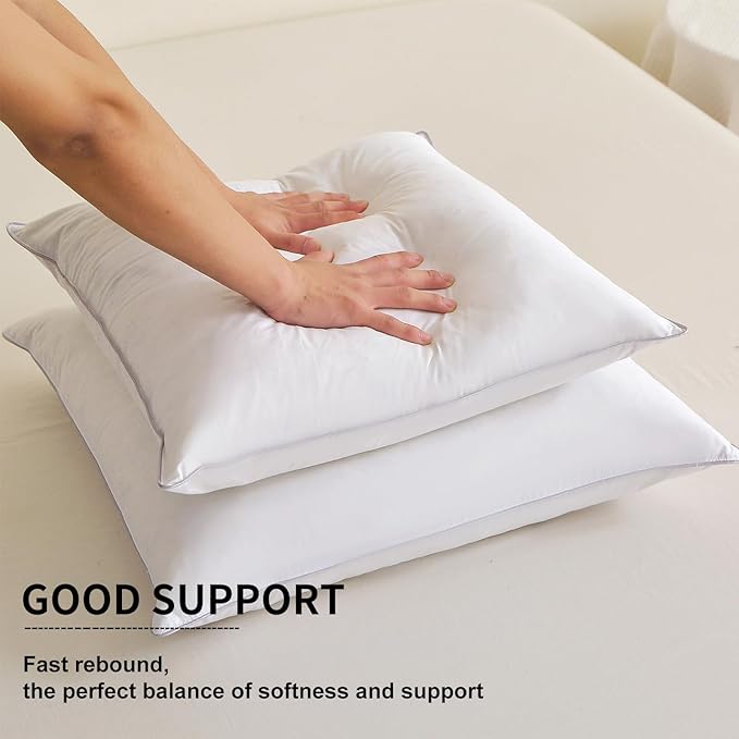 Throw Pillow Insert (Pack of 2, White), Goose Feather and Polyeser Throw Pillow for Decorative Cushion Bed Couch Sofa - Non-Deforming Over Time (22x22 Inch (Pack of 2))