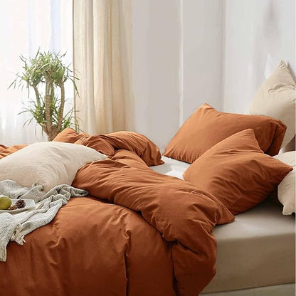 ETDIFFE King Size Burnt Orange Comforter Set, 3pc Terracota Aesthetic Modern Bedding Set - Soft & Lightweight Caramel Rust All Season Microfiber Down Alternative Bed Comforter with 2 Pillow Shams
