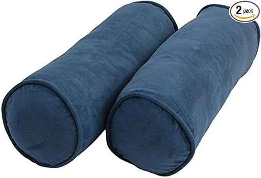 Blazing Needles Corded Microsuede Throw Pillows (Set of 2), 20" x 8", Indigo