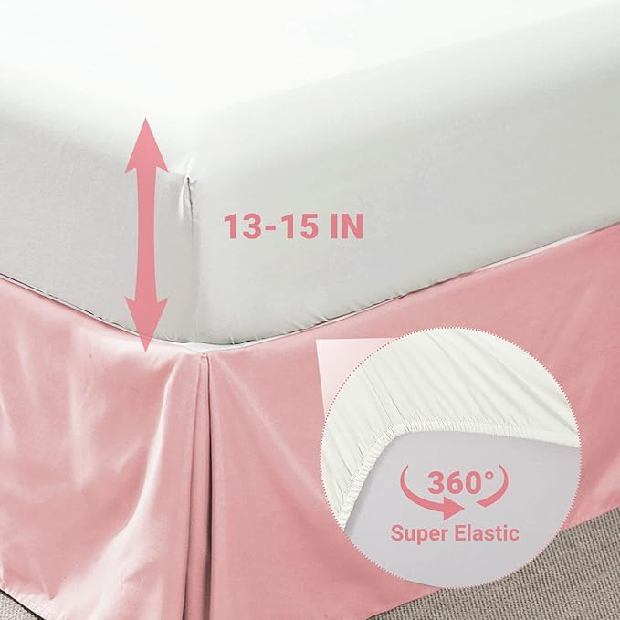 JOLLYVOGUE Queen Comforter Set 7 Pieces, Pink/Ivory Bed in a Bag Comforter Set for Bedroom, Bedding Comforter Sets with Comforter, Sheets,Ruffled Shams & Pillowcases