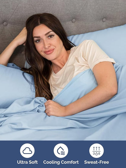 Extra Deep King Sheet Set - 6 Piece Breathable and Cooling Sheets - Hotel Luxury Bedding for Women, Men, Kids & Teens - Easy & Secure Fit - Soft, Wrinkle Free & Comfy - Extra Deep Pockets - Light Blue