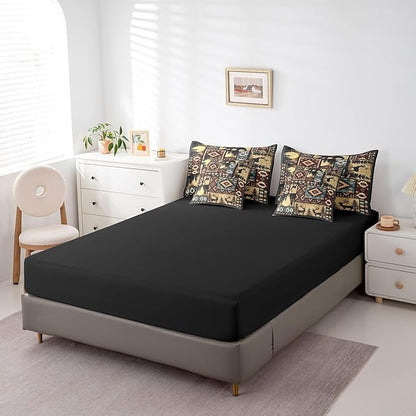 Erosebridal Rustic Bear 7 Piece Comforter Set Full Bed in a Bag,Buffalo Plaid Grid Bedding,Hunting Deer Farmhouse Cabin Decor Quilt,Retro Southwest Aztec Bed Set,Tribal Sheets,Brown Red