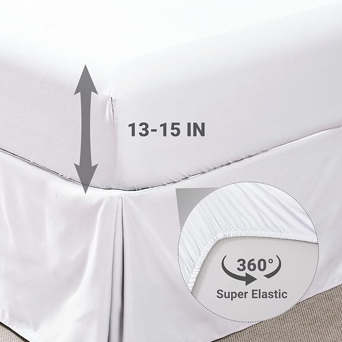 JOLLYVOGUE Queen Comforter Set 7 Pieces, White Bed in a Bag Comforter Set for Bedroom, Bedding Comforter Sets with Comforter, Sheets,Ruffled Shams & Pillowcases