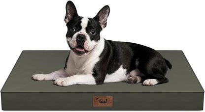 Outdoor Dog Bed Waterproof, Outside Orthopedic Dog Bed for Medium Dogs & Puppies, Egg Crate Foam Pet Mat with Removable Washable Oxford Cover, 30x20 Inch, Brown