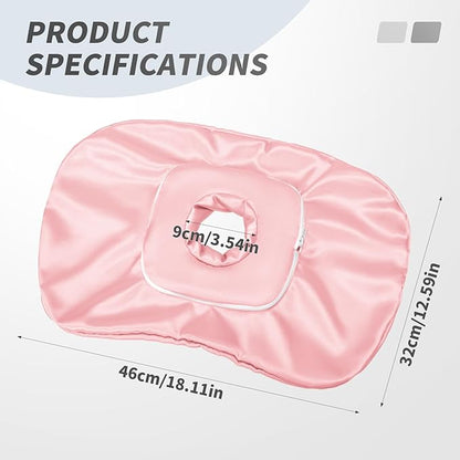 Washable Ear Piercing Pillowcase - Removable Satin Cover with Hole for Side Sleepers, CNH & Ear Pain Relief, Soft Guard for Pressure Sores, Light Pink Silk